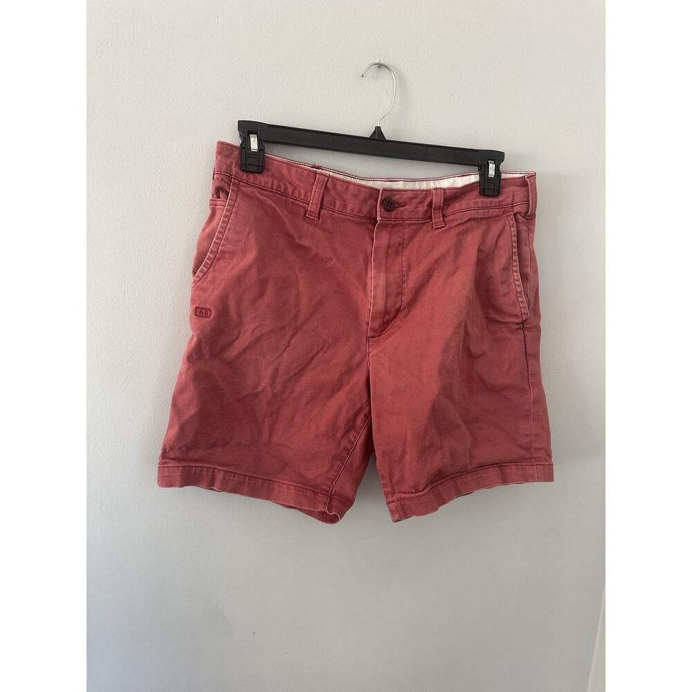 American Eagle Mens Red Flat Front Mid Rise Belt Loops Chino Shorts Size 33 - Picture 1 of 6